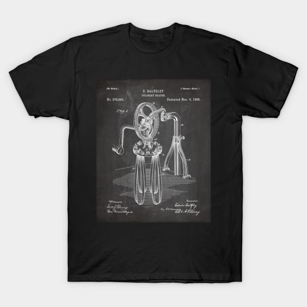 Egg Beater Patent - Baker Cook Chef Kitchen Décor Art - Black Chalkboard T-Shirt by patentpress